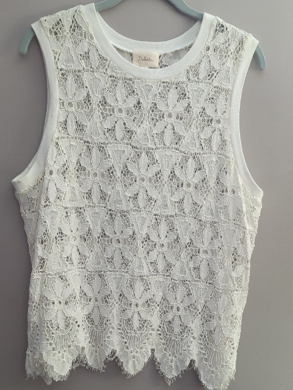 Anthropologie Cream Floral Lace Tank